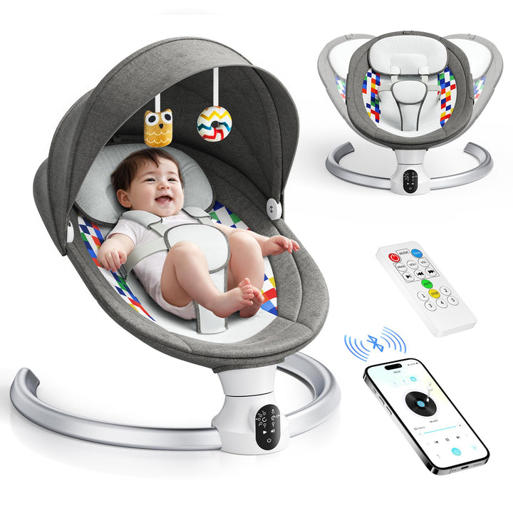 Elektrische Babywippe für Kleinkinder,Elektrische Babyschaukel mit 5 Punkt Sicherheitsgurt 5 Schauke