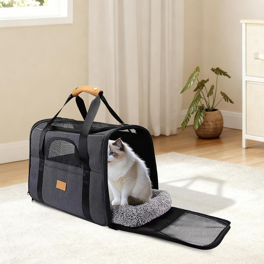 Katzentransporttasche Faltbar für Katzen &amp; Kleine Hunde, 45 × 33 × 35 cm (Schwarz), Schwarz