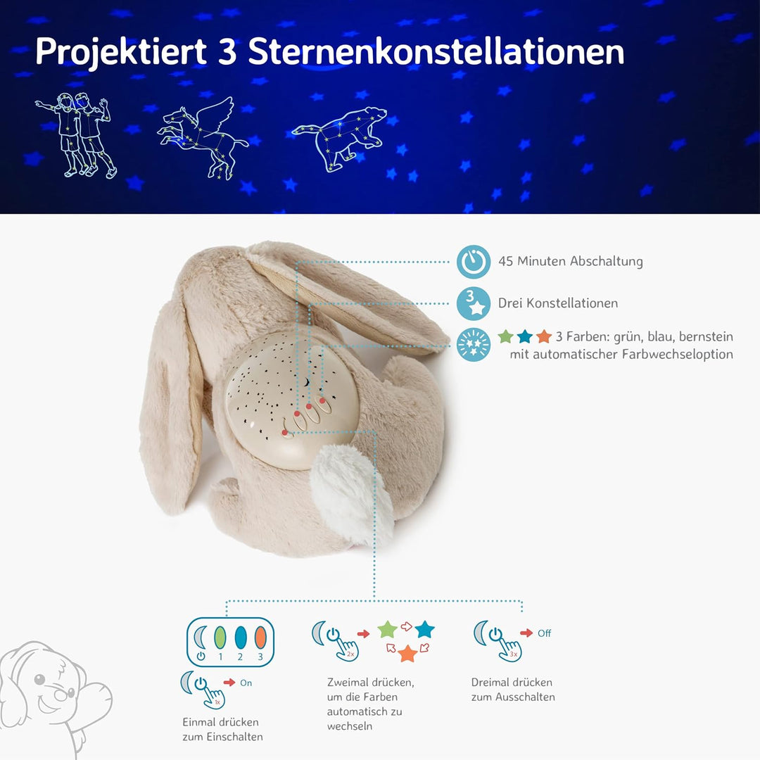 Cloud b Nachtlicht Sternenprojektor Beruhigendes Nachtlicht für Kinder | Tier-Nachtlicht mit 3 beruh