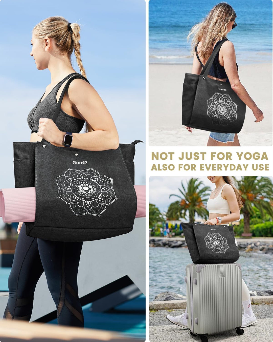Gonex Yogatasche, Yogamatte Tasche mit Mehreren Taschen für Damen und Herren, Canvas wasserdichte To
