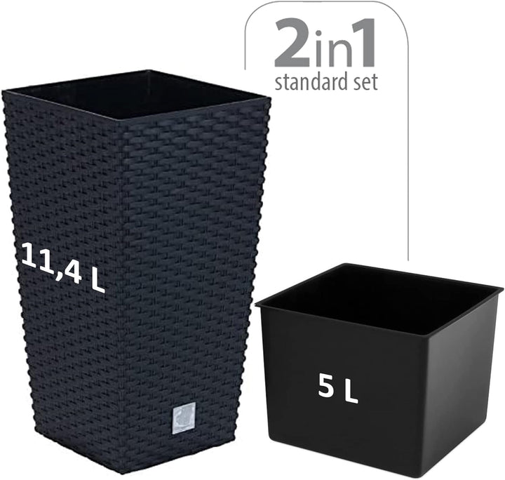 11,4 Liter Zeit Pot mit Einsatz 20 x 20 x 37,6 cm in Anthrazitfarbe