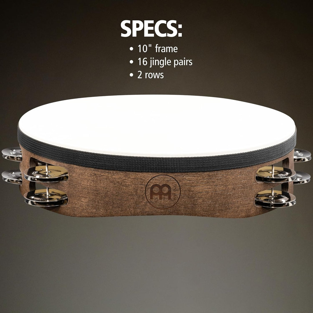 MEINL Percussion Traditional Ziegenfell Holztambourine - 2reihig/ Walnut Brown (TAH2WB)