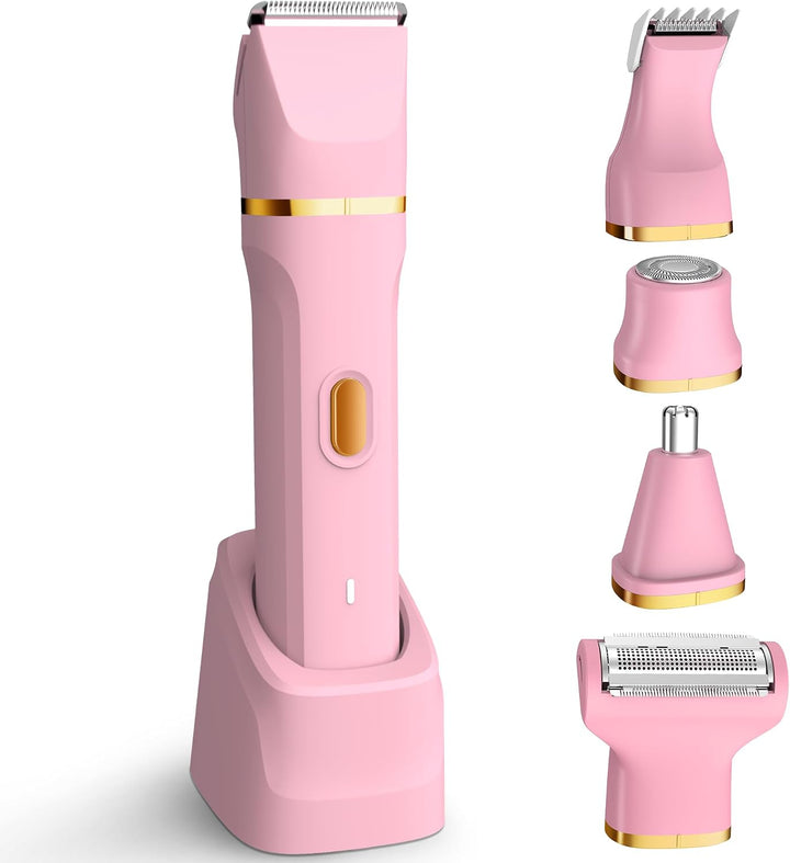 KINGTEE 5-in-1 Elektrischer Bikini Trimmer für Frauen - IPX7 Wasserdichter Rasierer Kabelloser Körpe