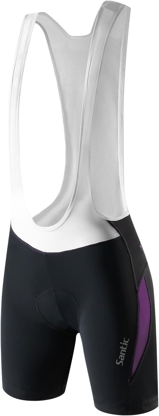 Santic Fahrradhose Damen Lang mit Träger Fahrrad Trägerhose Gepolstert Radhose Lang mit Träger mit T
