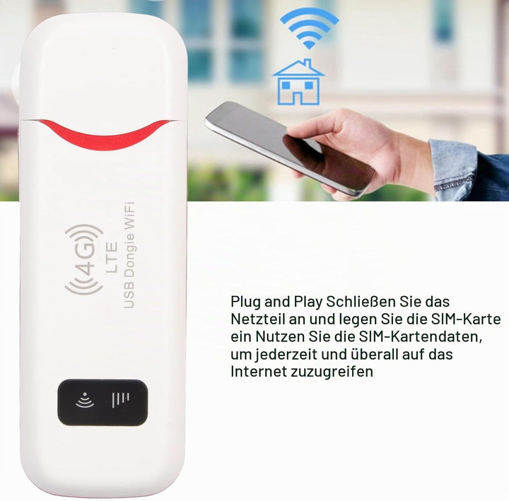 Ejoyous 4G USB WLAN Hotspot Stick, Mobiles Modem Router Tragbarer WiFi Dongle mit SIM-Karten-Slot fü
