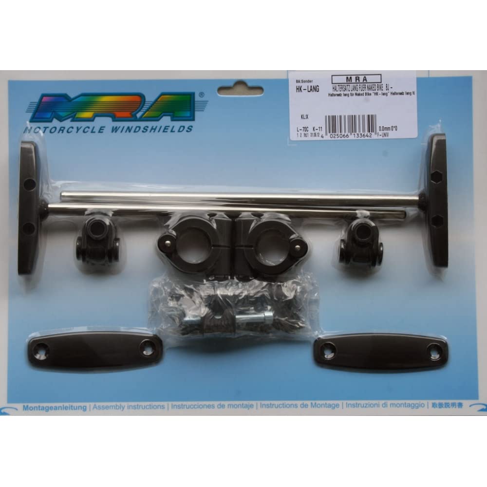 MRA Motorrad-Windschutzscheibe Anbausatz für Windschutzscheibe HKSL 260mm für 22-25,4mm, Unisex, Mul