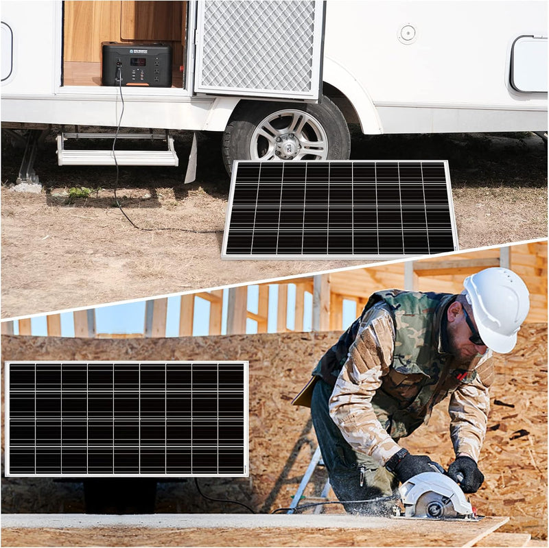 ECO-WORTHY 100 Watt Monokristallines Solarpanel 12 Volt für Wohnmobil Caravan Camper Balkon Schuppen