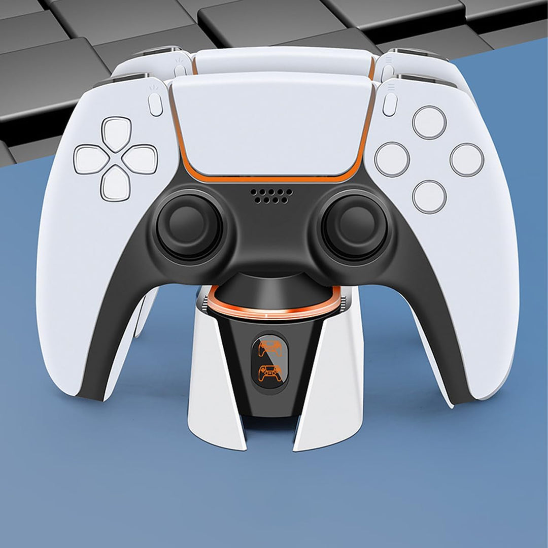 POFET PS5 Schnellladestation für PS5 DualSense Controller Ladestation mit RGB-LED-Lichtanzeigen, Tri