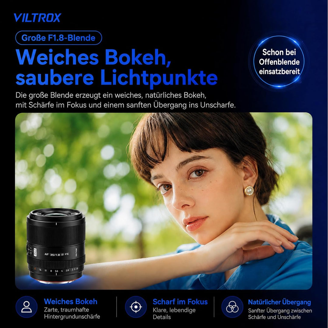 VILTROX AF 35mm F1.8 EVO FE,APO 35mm f/1.8 II Objektiv für Sony E Mount,Vollformatobjektiv mit Gross