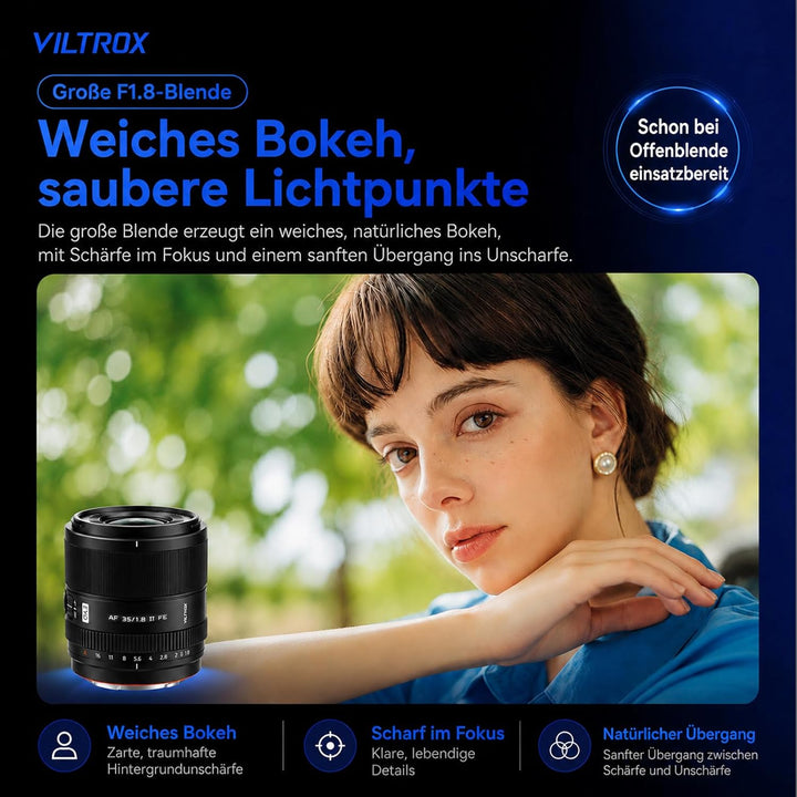 VILTROX AF 35mm F1.8 EVO FE,APO 35mm f/1.8 II Objektiv für Sony E Mount,Vollformatobjektiv mit Gross