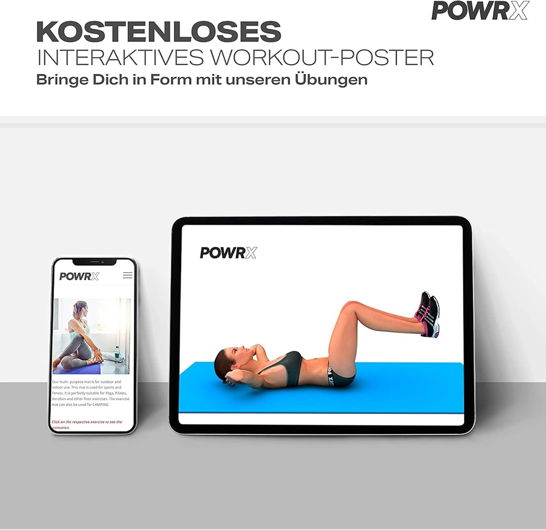 POWRX Gymnastikmatte - Trainingsmatte für Yoga, Gymnastik und Pilates Zu Hause - rutschfeste, Phthal