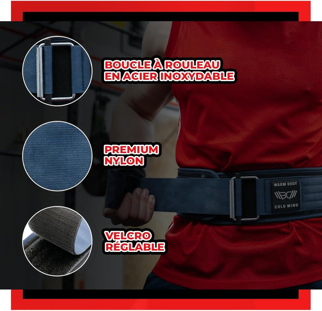 WARM BODY COLD MIND Premium Gewichthebergürtel aus Hochwertiger Nylon für Krafttraining - Gym Gürtel