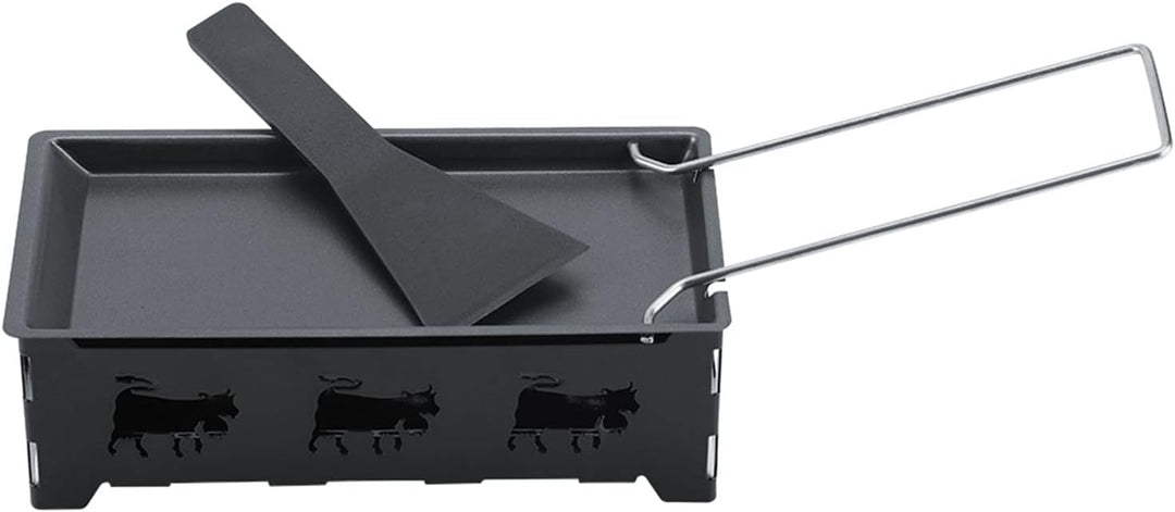 Kohlenstoffstahl,Tragbares Mini-Käse-Raclette-Set Mit Antihaftbeschichtung, Mit Kerze Beheizt, Leich