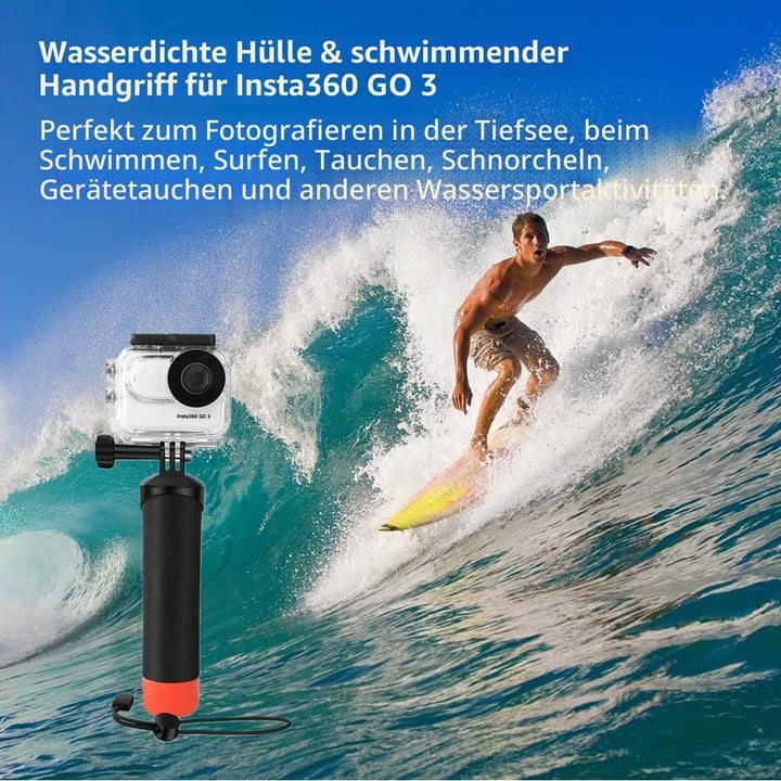 LEWOTE Wasserdichte Hülle und schwimmender Handgriff, kompatibel mit Insta360 GO 3, schützendes Unte
