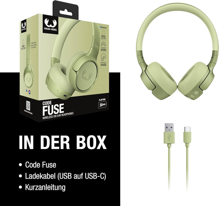 Fresh 'n Rebel Code Fuse, Bluetooth-Kopfhörer on-Ear, kabellos, 30 Stunden Spielzeit, mit Mikrofon u