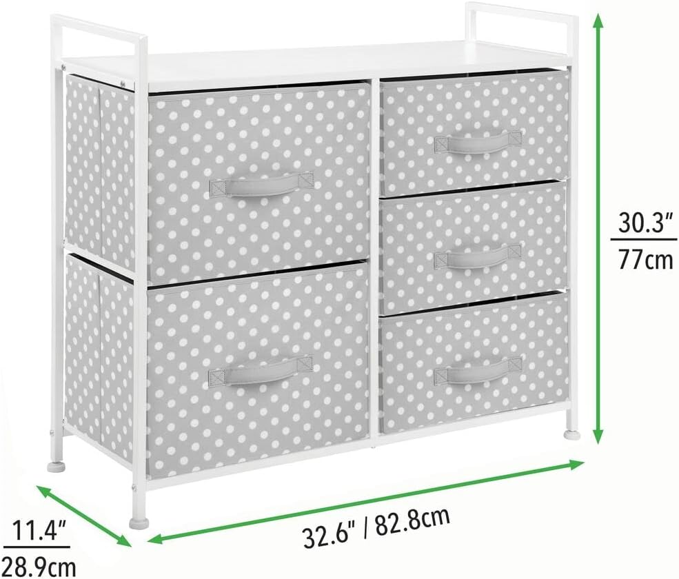 mDesign Kommode mit 5 Schubladen – breiter Schubladenschrank fürs Kinderzimmer – Kleiderkommode mit