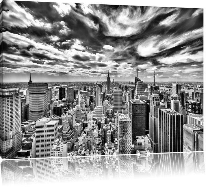 Pixxprint New York Skyline / 100x70cm Leinwandbild bespannt auf Holzrahmen/Wandbild Kunstdruck Dekor
