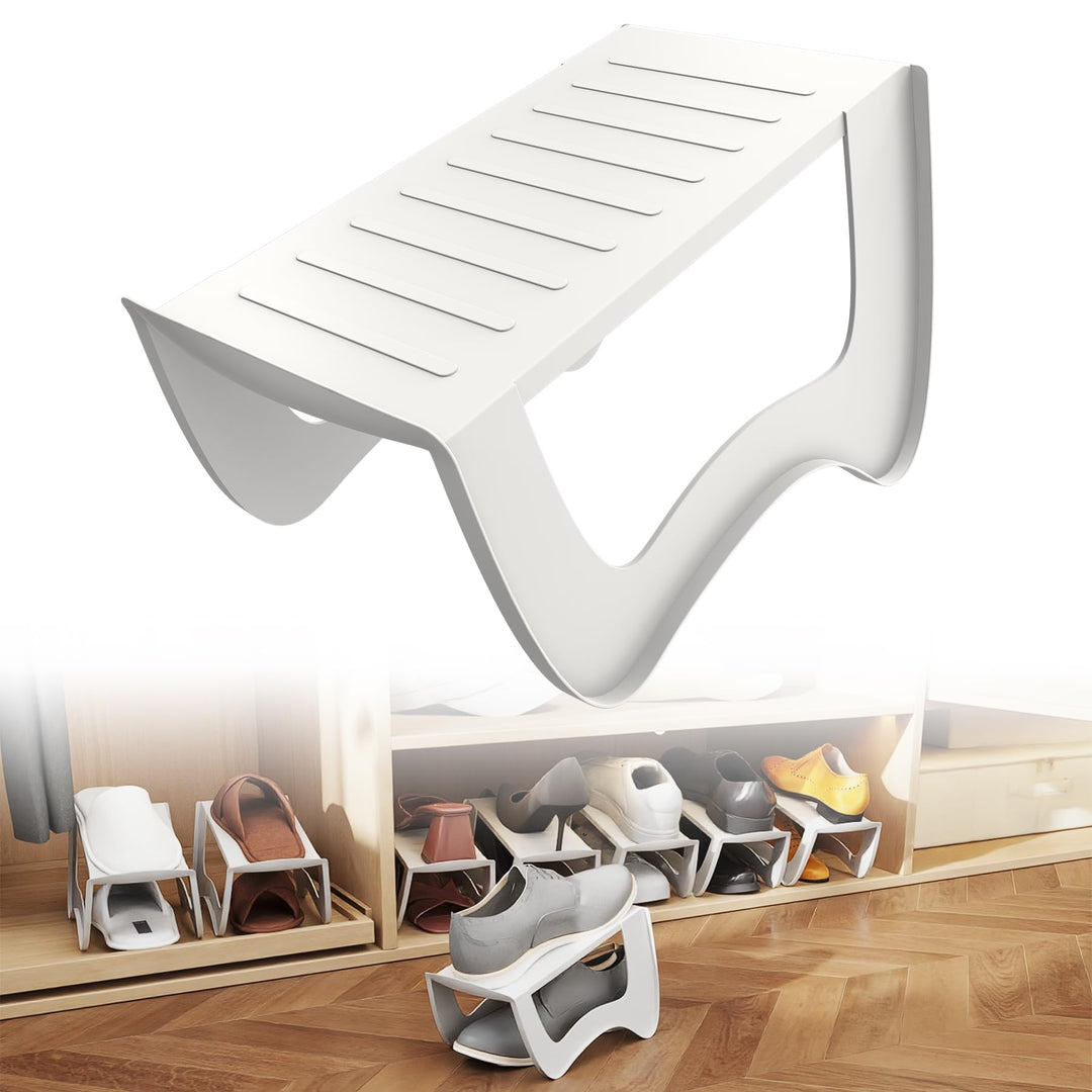 Froadp 10 Stück Schuhregale rutschfest Schuhhalter Platzsparend PP Kunststoff Doppelschicht Schuhsta