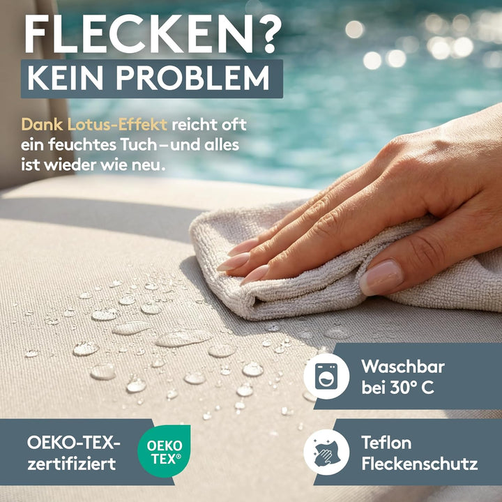 LILENO HOME Gartenstuhl Auflagen [4er Set - Hochlehner] in Grau - Bequeme Liegen als Sitzauflagen fü