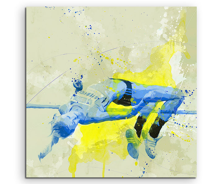 Paul Sinus Art Hochsprung 60x60cm SPORTBILDER Splash Art Wandbild Aquarell Art