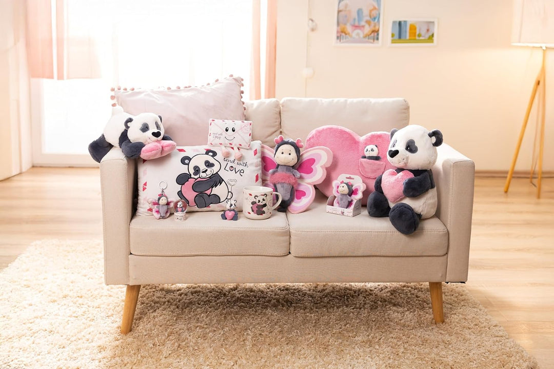 NICI Kuscheltier Love Panda mit Herz 20cm - schwarz - Weiches Plüschtier – niedliches Stofftier zum