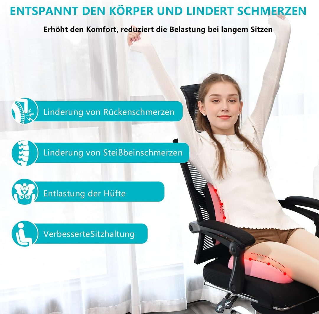 FLORICH Auto Sitzkissen und Lendenkissen Memory Foam Schreibtischstuhl Kissen Ergonomisches Sitzkiss