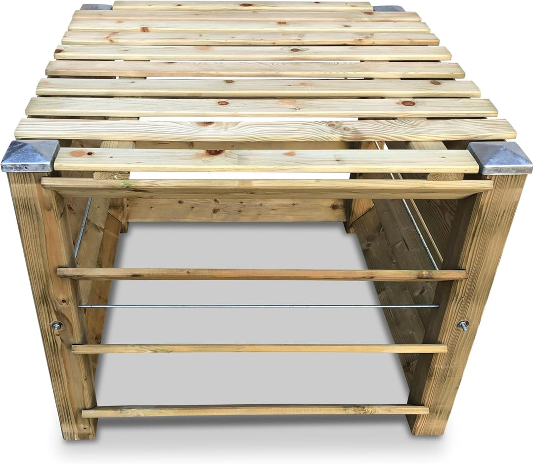 ECO Komposter Brettkomposter aus Holz mit Deckel und Kappen 100x100x80 cm - ca. 650 L