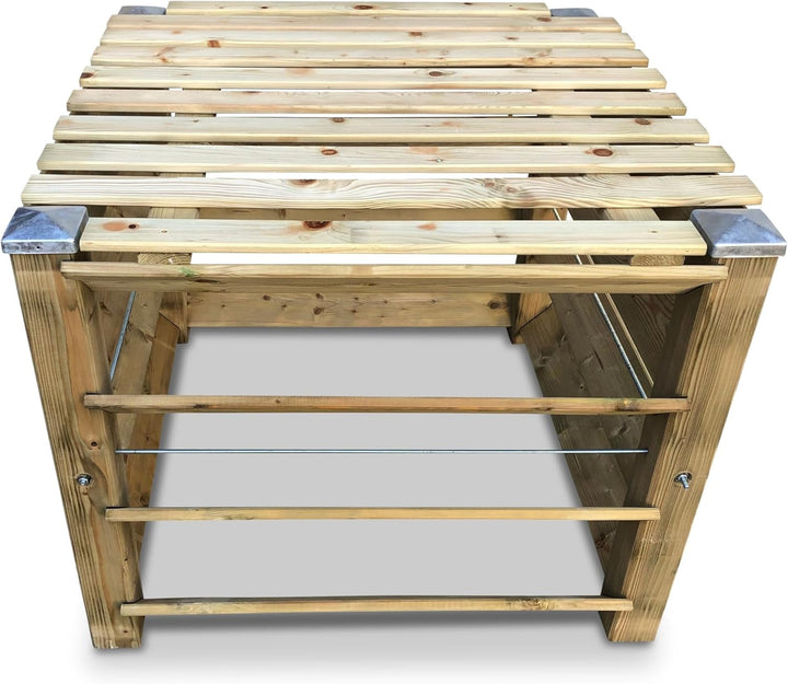 ECO Komposter Brettkomposter aus Holz mit Deckel und Kappen 100x100x80 cm - ca. 650 L