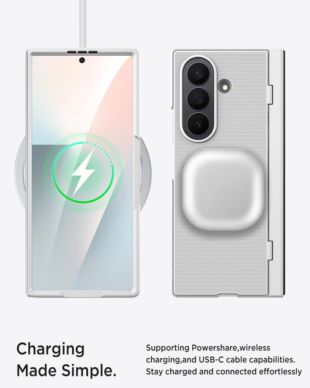 Miimall Handyhülle Kompatibel mit Samsung Galaxy Z Fold 7 Hülle mit Ständer, [HD Displayschutz] Ultr