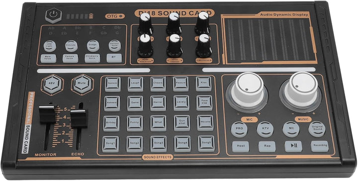 Professioneller Audiomixer, Bunte Lichter DJ18 Bluetooth-Live-Soundkarte, mit 12 Elektrischen Sounde