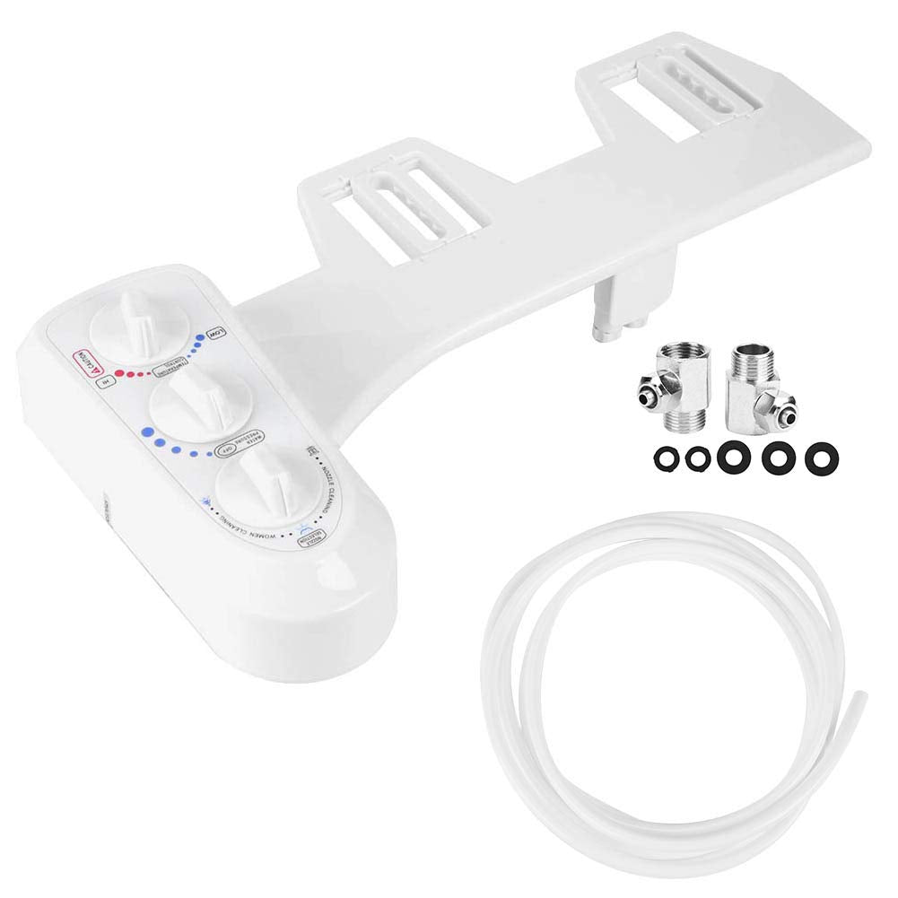 3/8 Gewinde Doppeldüse WC Bidet Aufsatz für Heisses und Kaltes Wasser, Bidet Aufsatz für Warmes Wass