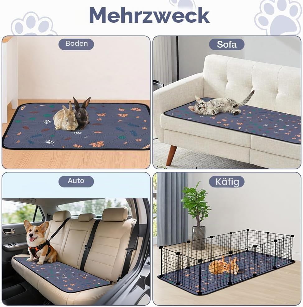 AUYAO Wiederverwendbare PIPI Pads Matte für Meerschweinchen, 2PC Waschbar und 4 Lagen Super Saugfähi