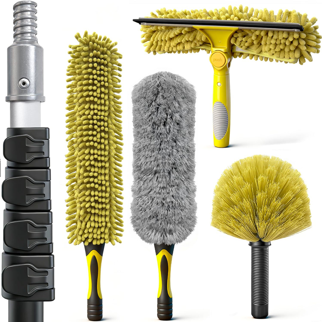 ARTIPOLY 6 m Staubwedel mit Teleskopstiel Set, 5-in-1 Staubwedel für hohe Reichweite mit Chenille Fe