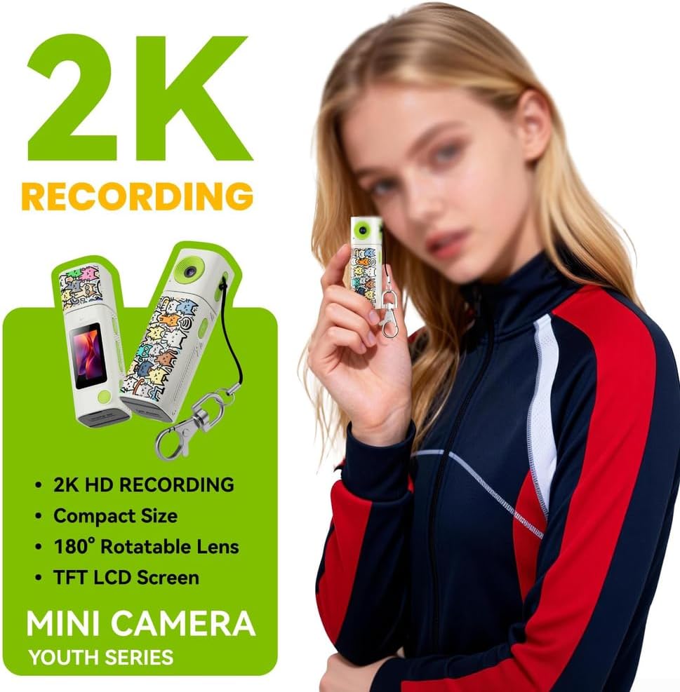 Schüler-Digitalkamera mit 2,4 K HD-Video, 230 ° drehbares Objektiv für Mini für Kamera, tragbares 6,