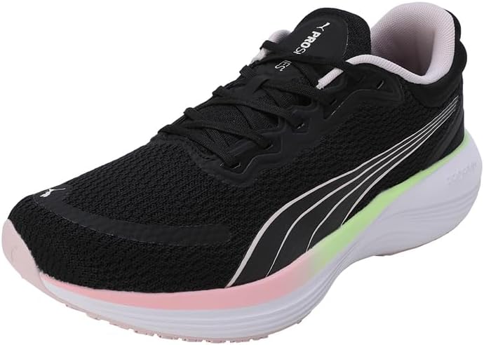 PUMA Unisex Scend Pro Strassen-Laufschuh 38 EU Puma Black Frosty Pink Speed Green Puma White, 38 EU