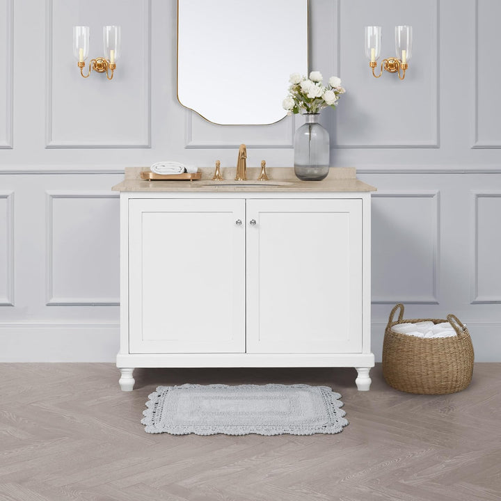 Laura Ashley Badteppich, gehäkelt, Baumwolle, 43 x 61 cm, Hellgrau 17x24 Hellgrau, 17x24 Hellgrau