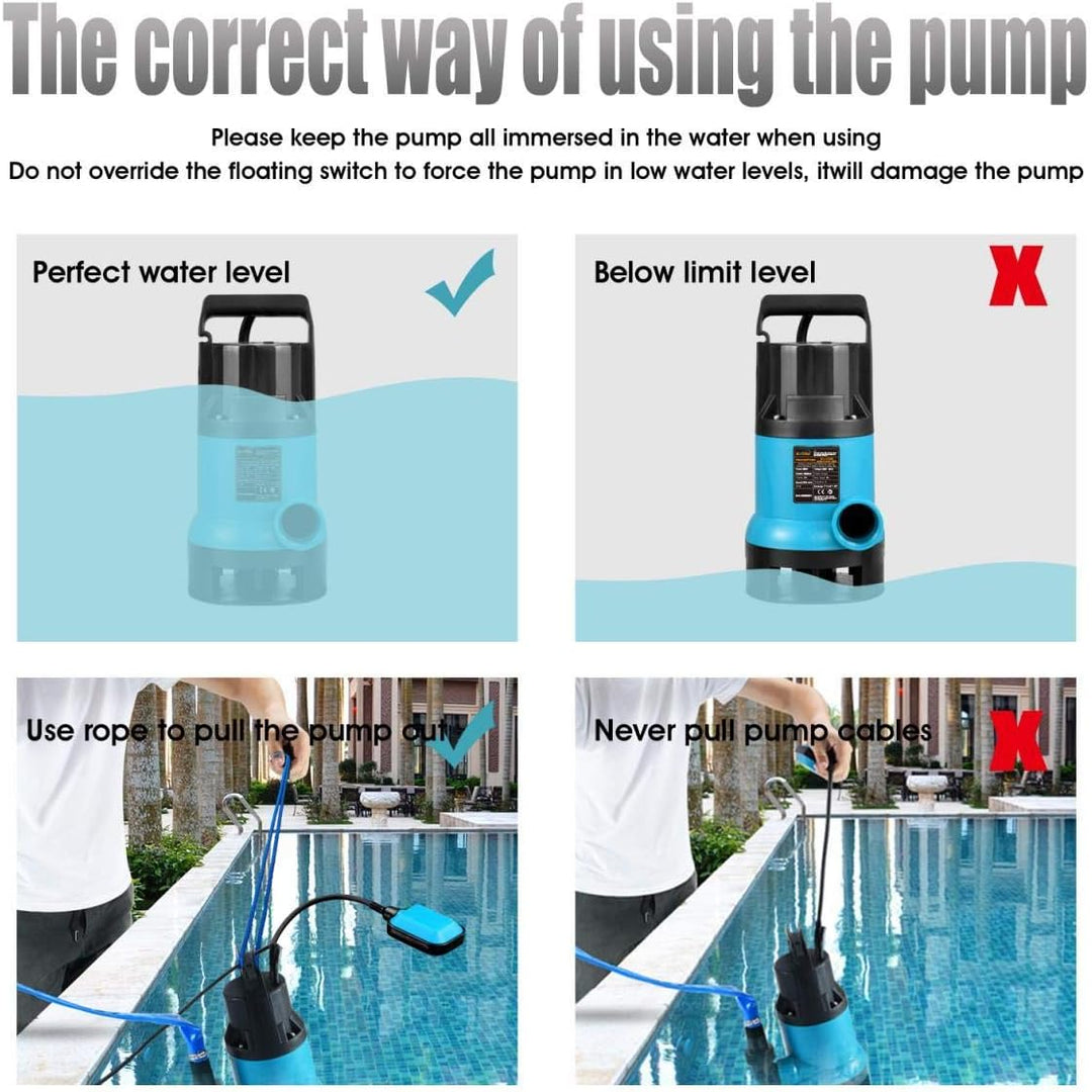 KATSU 400W Tragbare Tauchpumpe für sauberes und schmutziges Wasser für Gartenteich, Pools und Gräben