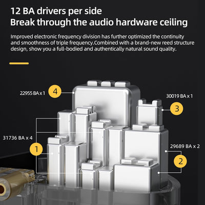 EZEAR KZ AS24 In-Ear-Kopfhörer, 12 BA-Einheiten auf jeder Seite, kabelgebundene Kopfhörer, KZ-Monito