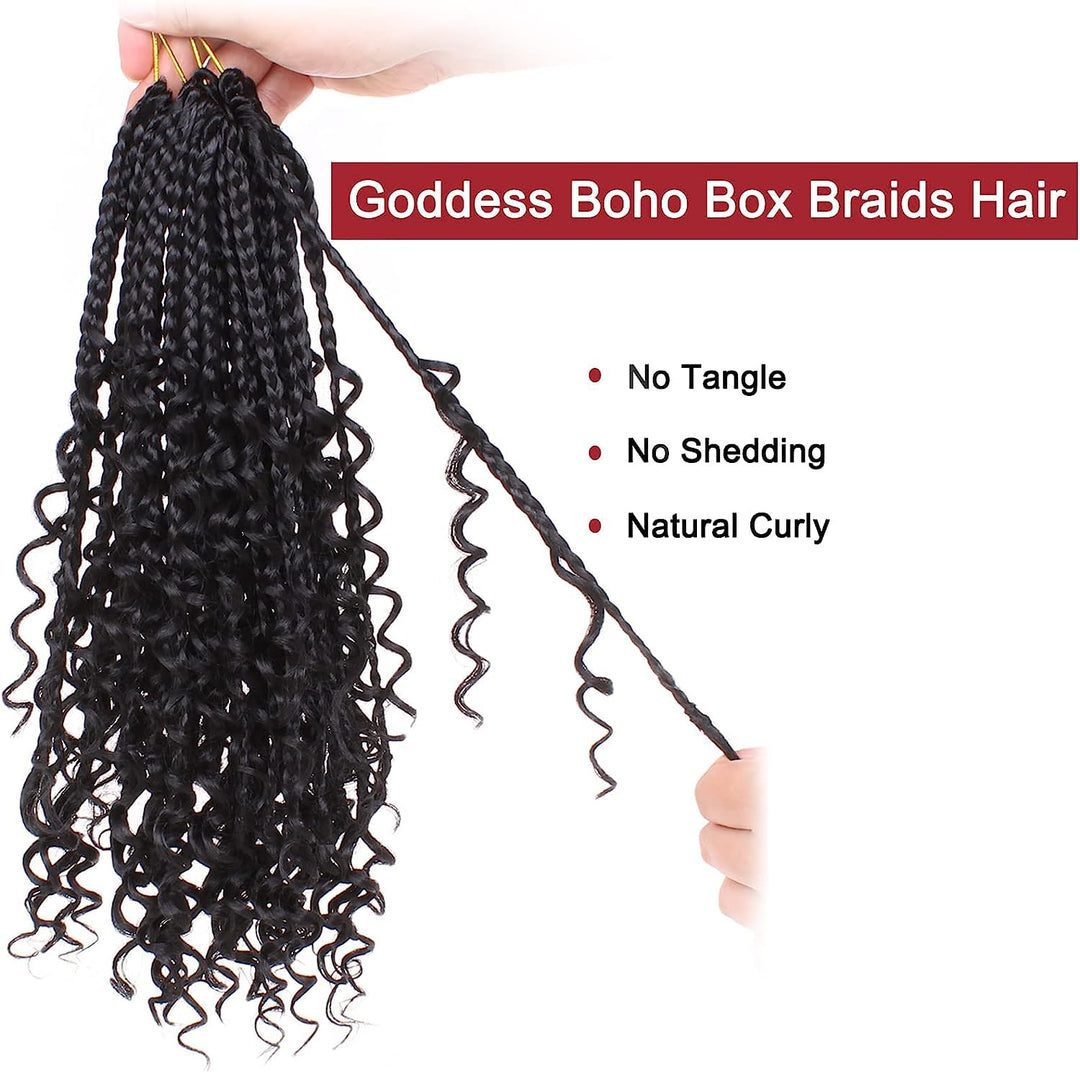Xtrend 10Inch 8Packs Boho Box Braids Crochet Hair with Curly Ends 14strands/pack Pre Looped Black Me