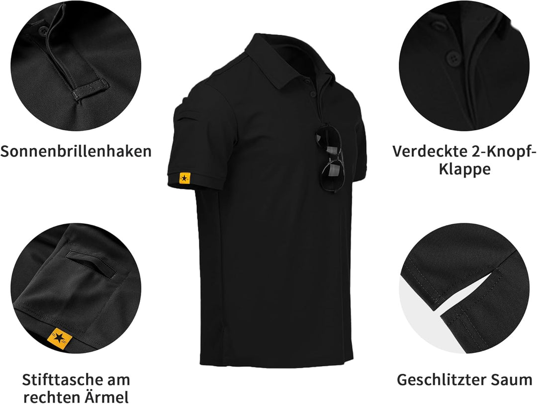 geeksport Poloshirt Herren Kurzarm T-Shirts Männer Golf Polo Shirt Funktions Polohemd Casual Sport S