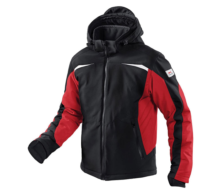 KÜBLER Workwear | Winter Softshell Arbeitsjacke | schwarz/mittelrot | Grösse XS, XS