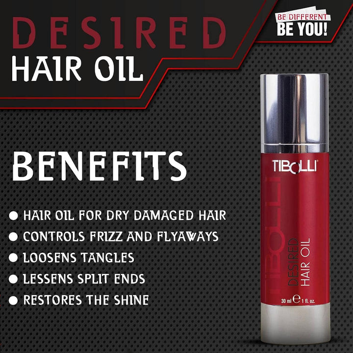 TIBOLLI Desired Hair Oil (1 FL Oz / 30ml) Zur Beseitigung von Frizz und trockenem, geschädigtem Haar