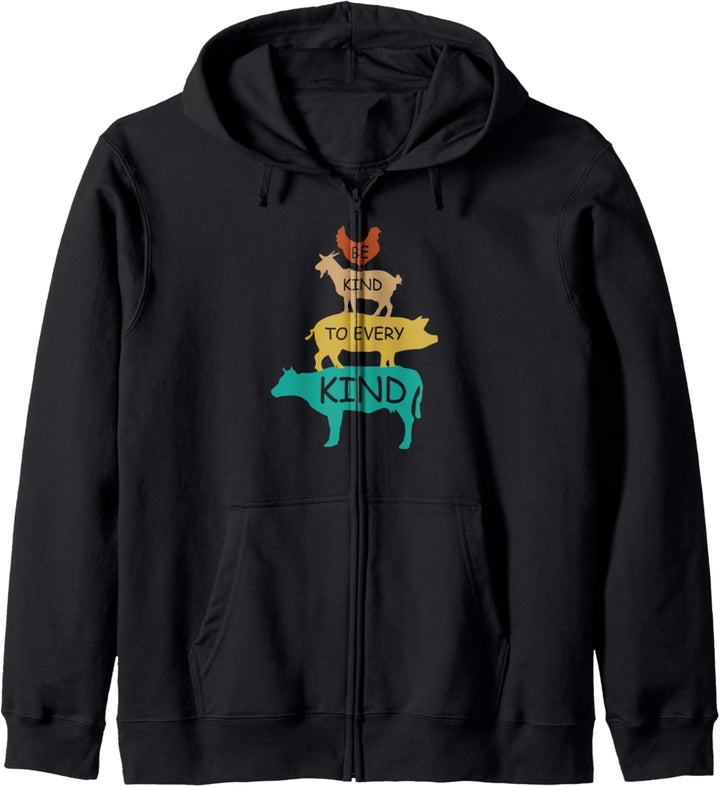 Be Kind To Every Kind Retro Vintage Funny Vegetarian Vegan Kapuzenjacke