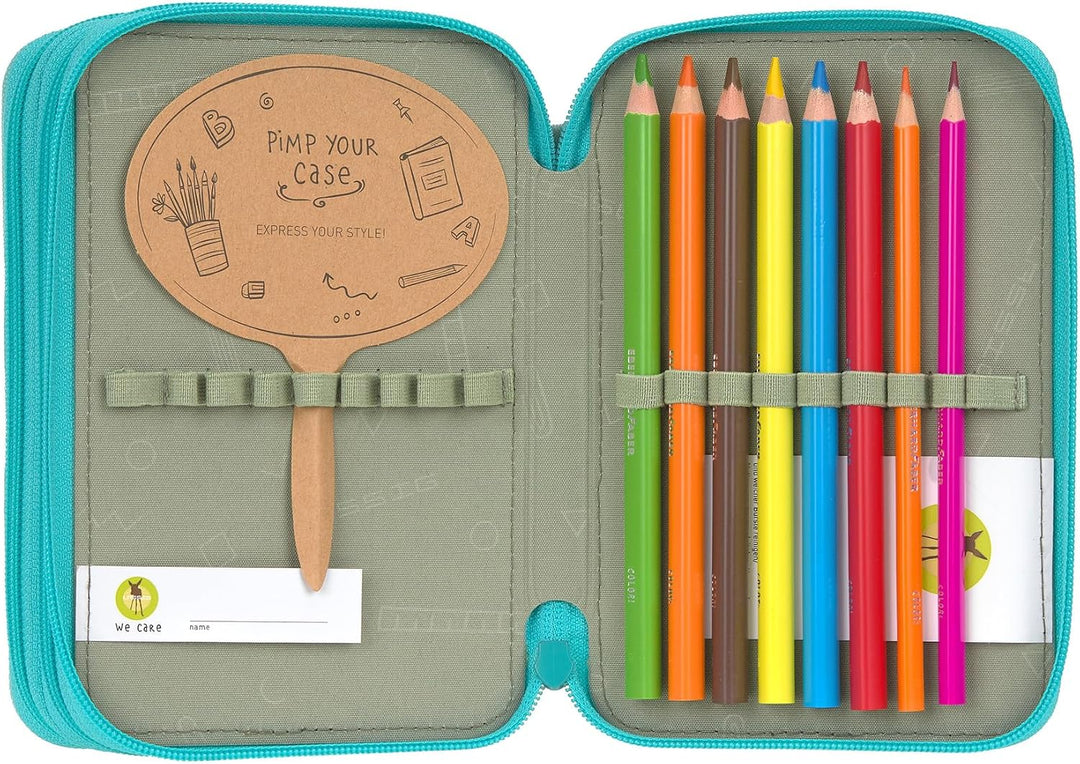 LÄSSIG Federmäppchen Unique School Triple Pencil Case Slim Unique Turquoise türkis