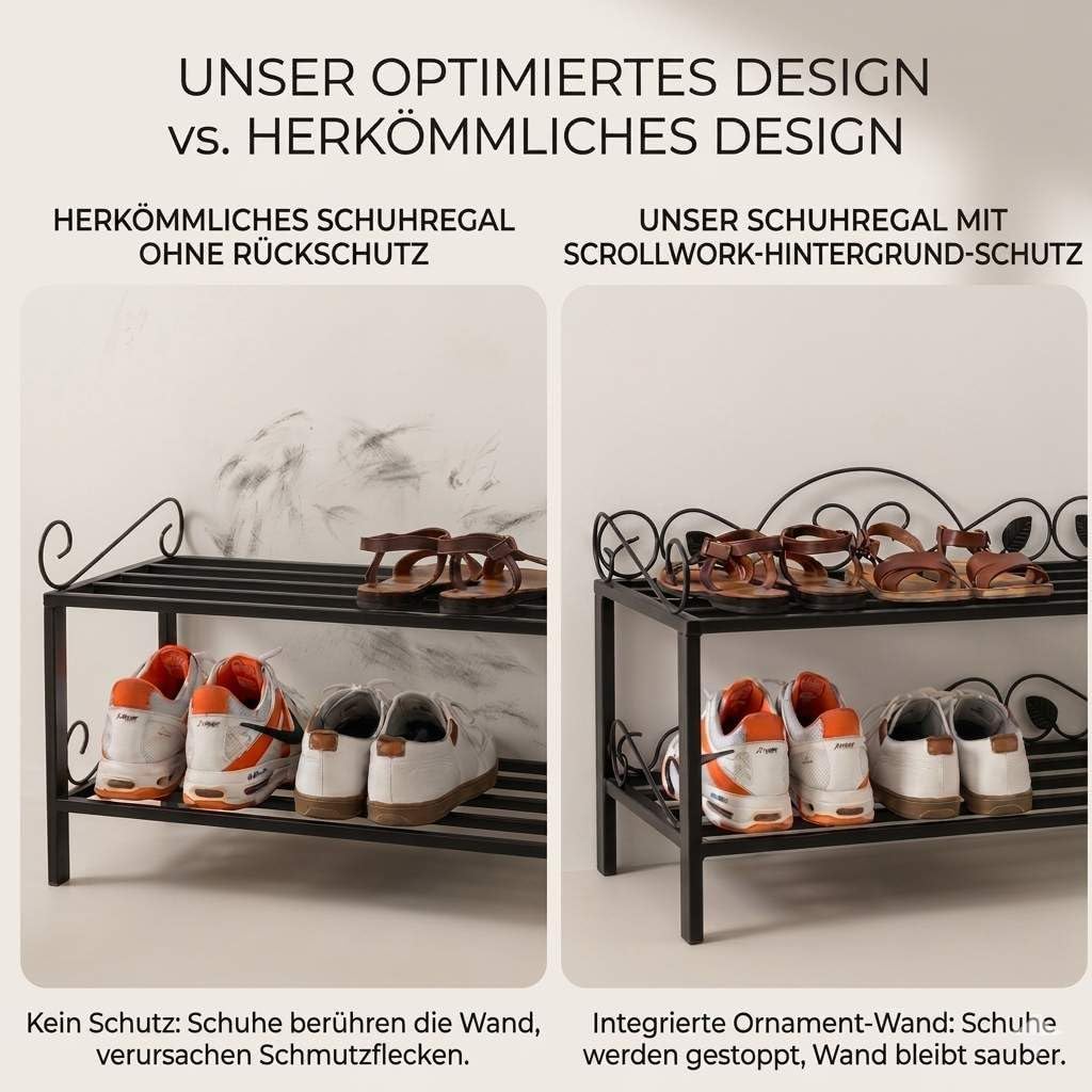 DanDiBo Schuhregal Mi-2 Regal 92 cm Schuhschrank 21236 Schuhablage Metall Schmiedeeisen