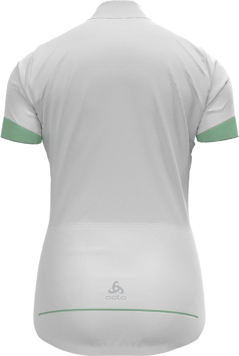 Odlo Damen Essentials_411971 Radtrikot halber Reissverschluss (1er Pack) M White - Hemlock, M White