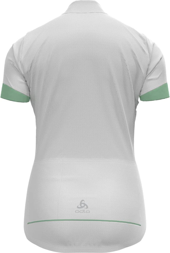Odlo Damen Essentials_411971 Radtrikot halber Reissverschluss (1er Pack) M White - Hemlock, M White