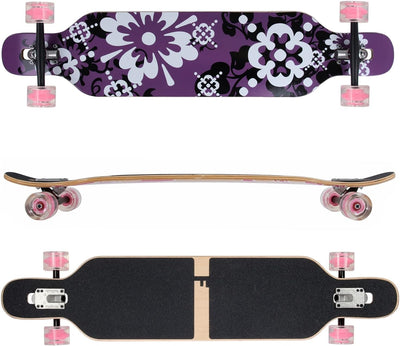 FunTomia Longboard mit 3 Flex Stufen Drop Through Cruiser Komplettboard Mach1 Speed Kugellager T-Too