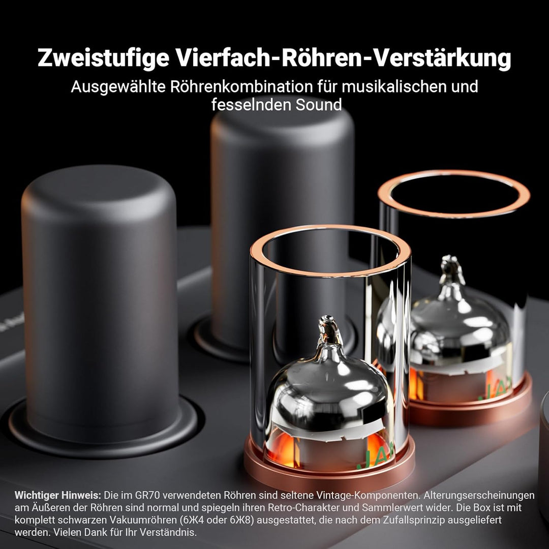 Fosi Audio GR70 Röhren Kopfhörer Verstärker, Authentische Röhren-Verstärkung Preamp mit Vakuum, Mini