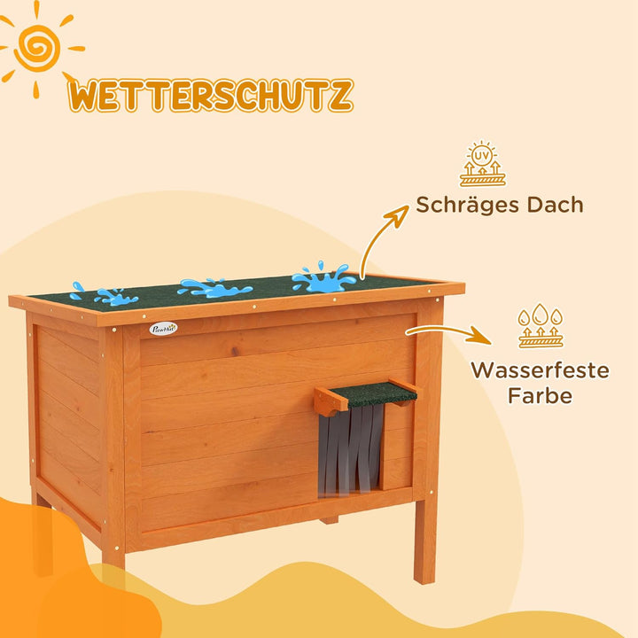 PawHut Katzenhaus aus Holz Winterfest wasserdicht Katzenhütte mit Asphaltdach Boden Füsse Katzenhöhl